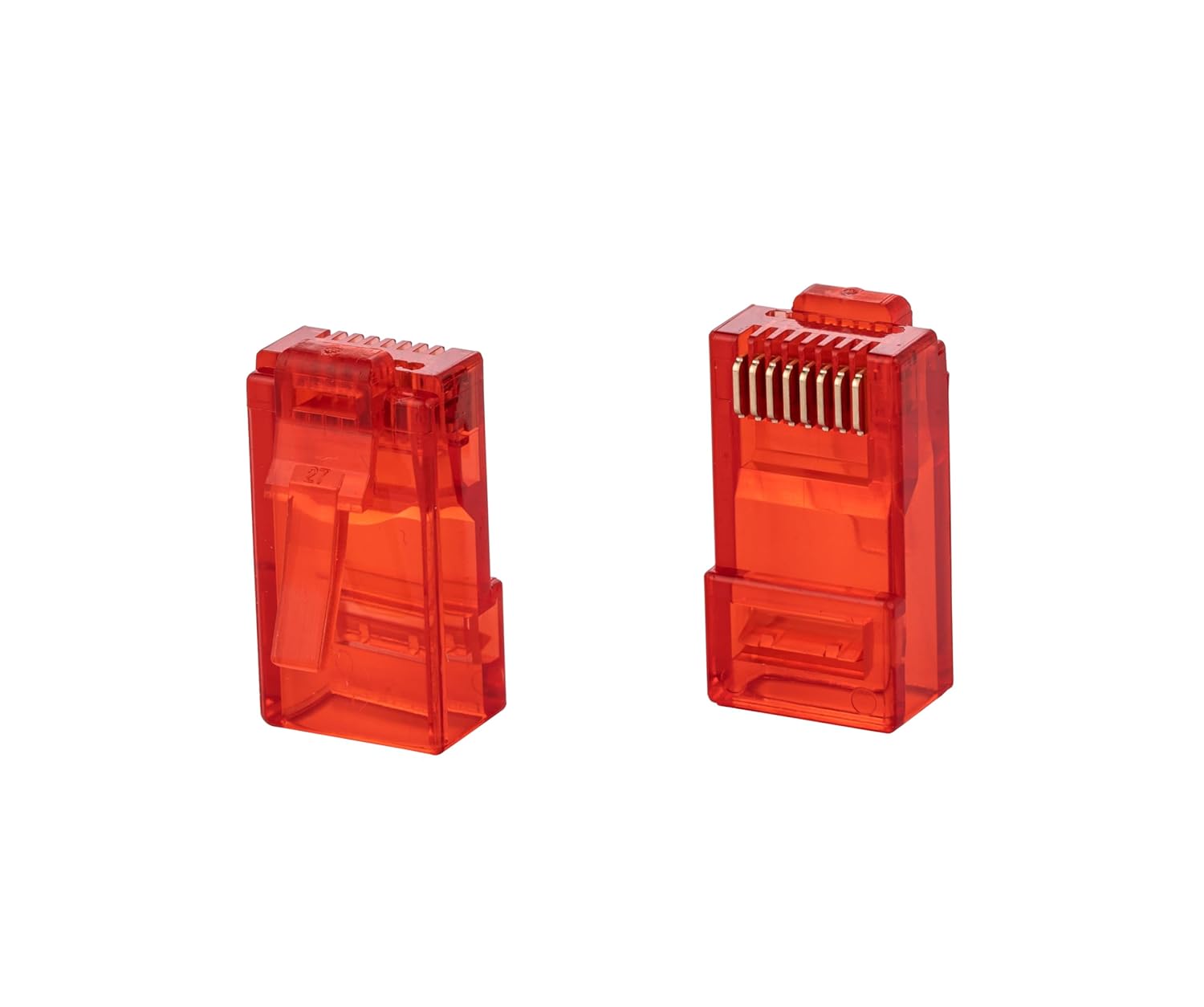 SATMAXIMUM RJ-45 Cat6 UTP Conector LAN Pass Through RJ45 Ends Ethernet Plug Network 50-Pack (Rojo)
