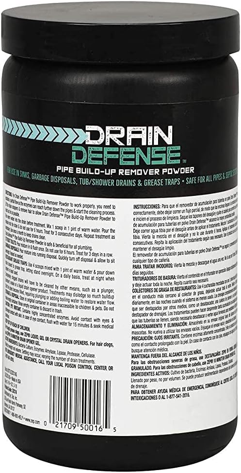 Zep Drain Defense ZDC16 – Limpiador de drenaje enzimático en polvo, 18 onzas (caja de 12), seguro para tuberías y sistemas sépticos