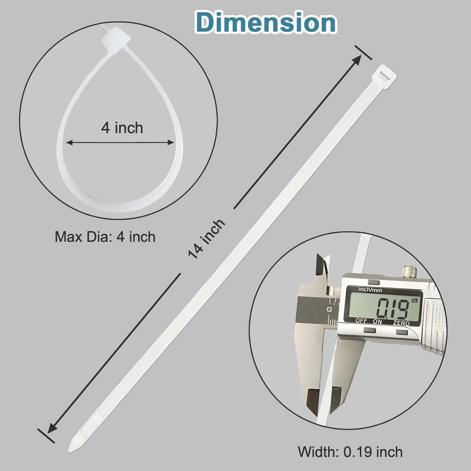 Bridas blancas de 14 pulgadas (paquete de 1000), transparentes, 50 libras, resistentes a los rayos UV para uso en exteriores LOCKLOCK