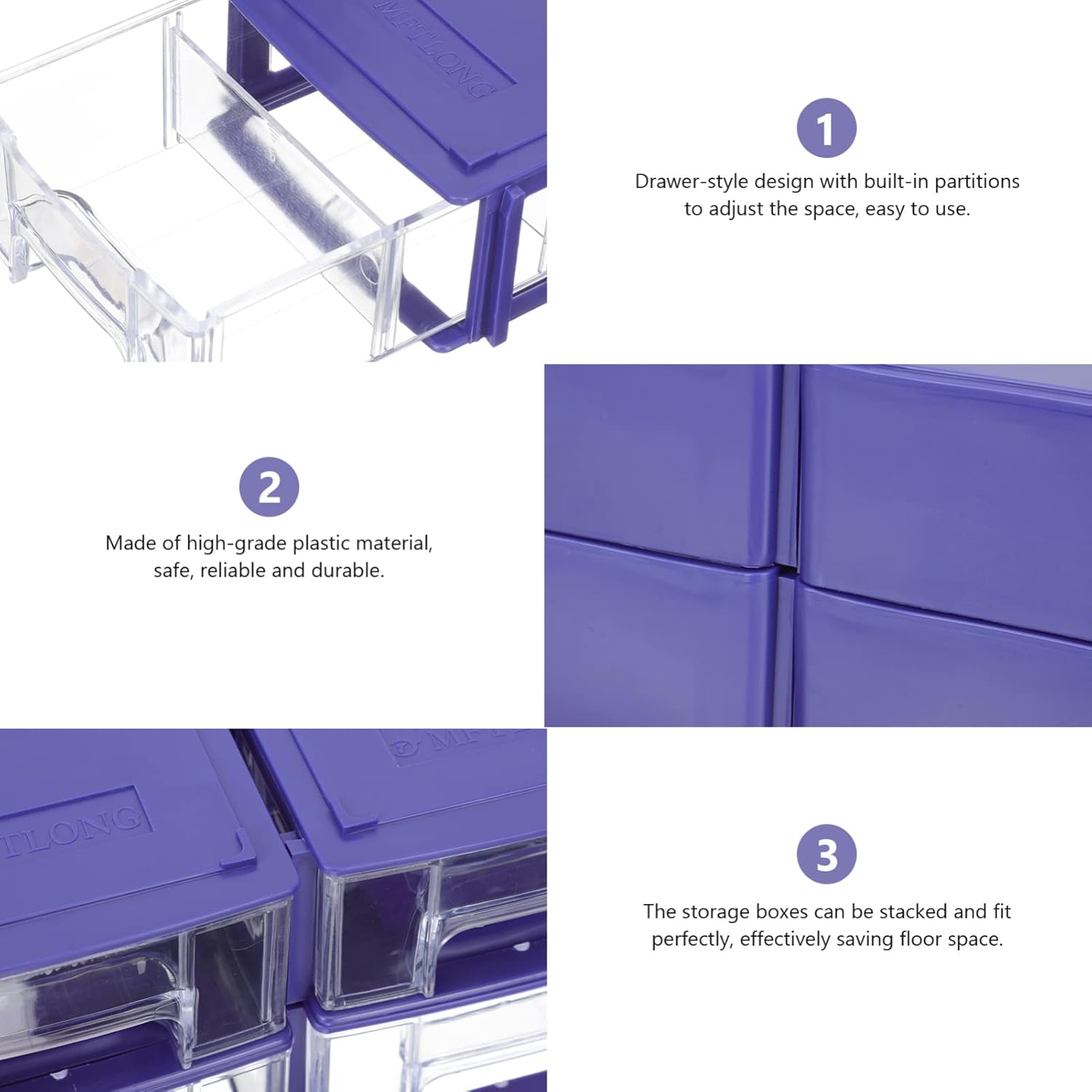 Zerodeko Caja de almacenamiento de cajones de 4 piezas, organizador electrónico, organizador de uñas, mini contenedor de herramientas, organizador