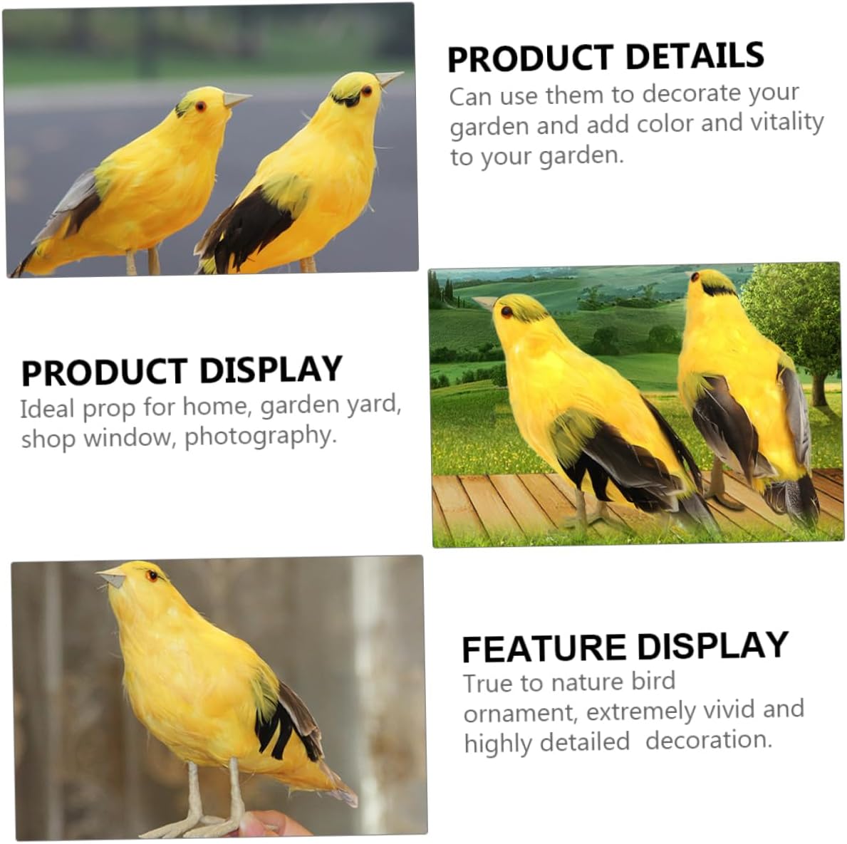 YARNOW 2 piezas de simulación de pájaro amarillo artificial decoración de pájaro realista adorno de mesa artificial para pájaros de espuma