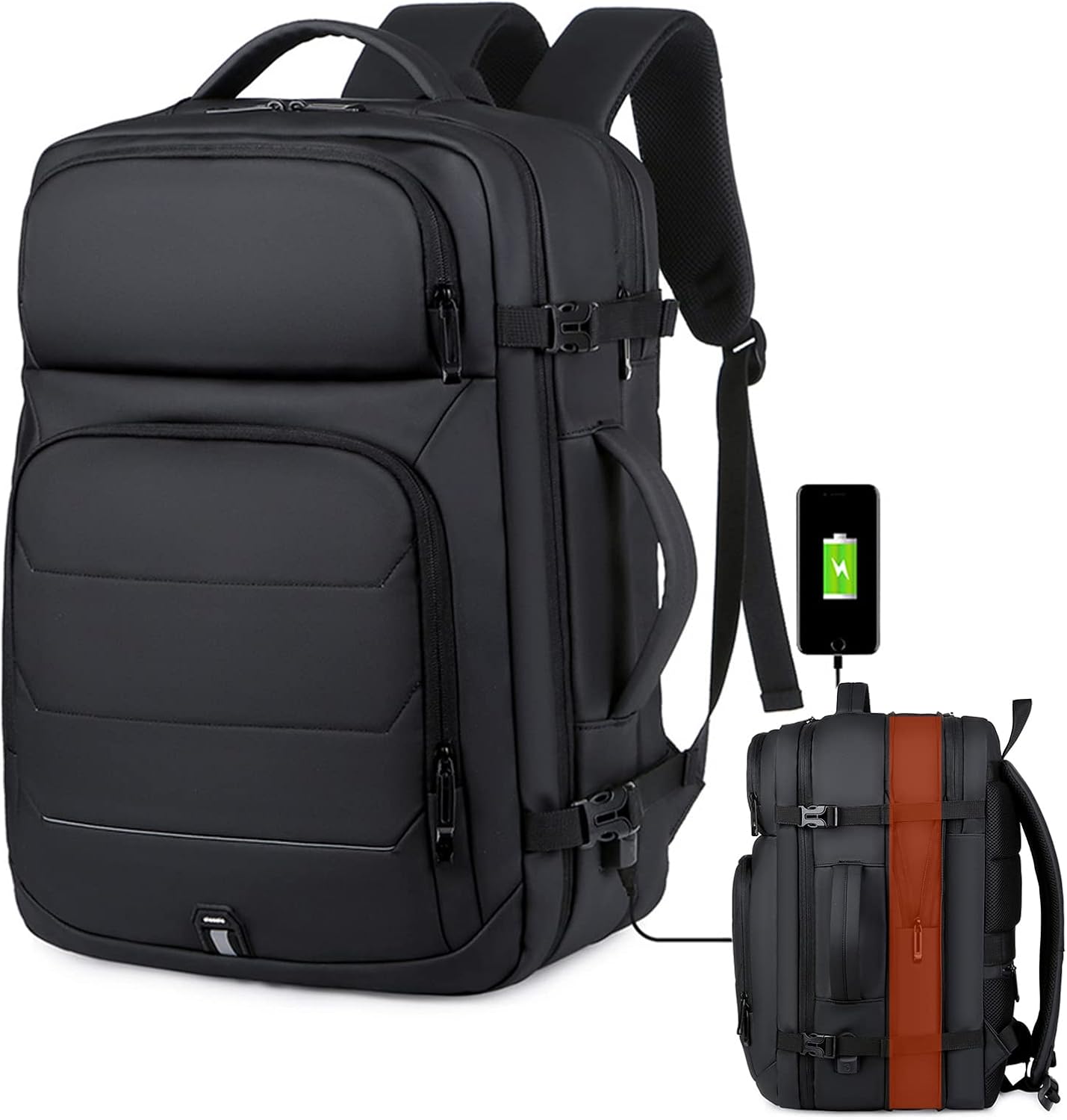 Mochila de viaje de negocios para laptop de 17 pulgadas, 18 x 14 x 8 pulgadas, 40 L, aprobada para vuelo, mochila de transporte grande para equipaje