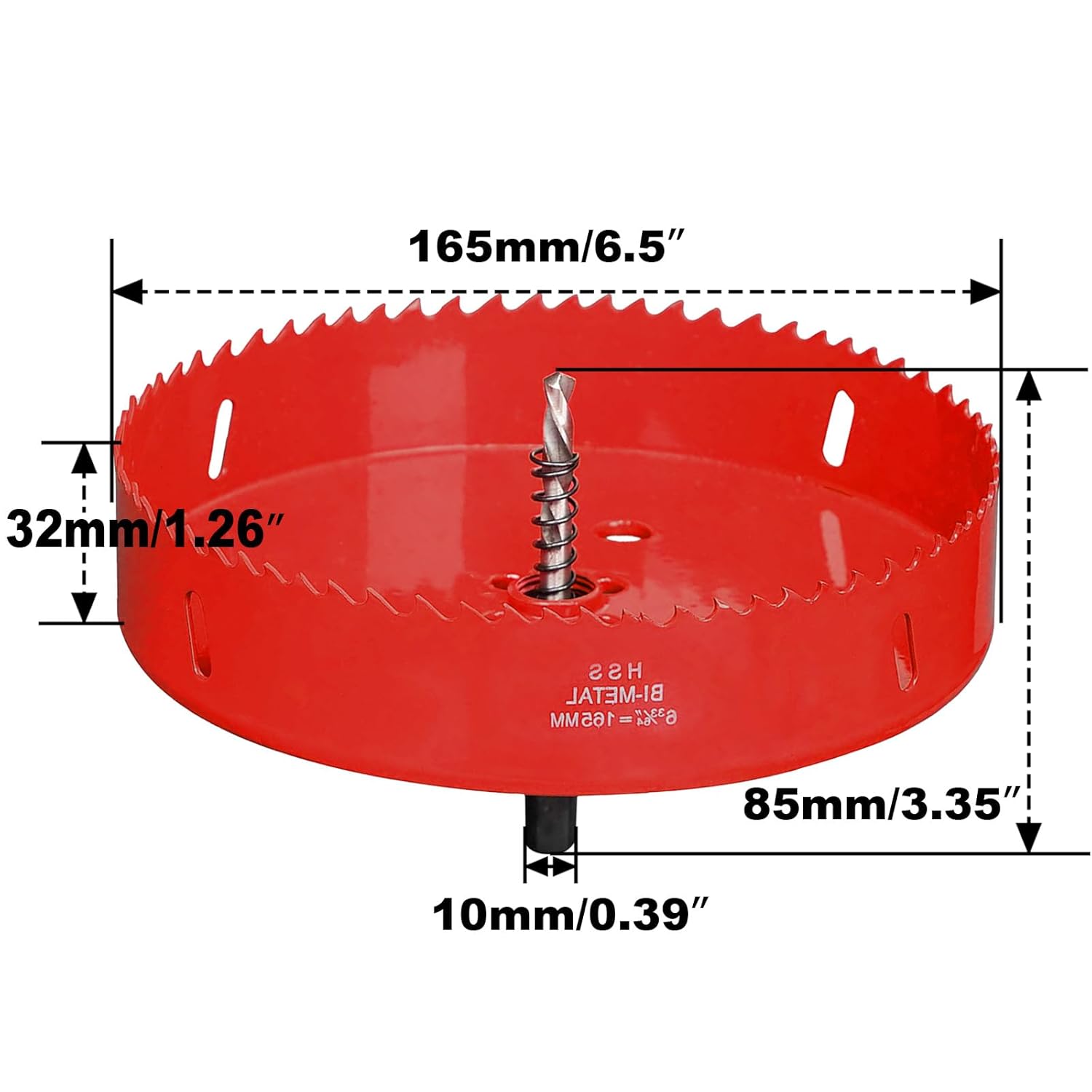 Broca de sierra de agujero bimetálica HSS de 6.5″165mm para madera, plástico, aluminio, herramienta de taladro eléctrico para perforar tableros de