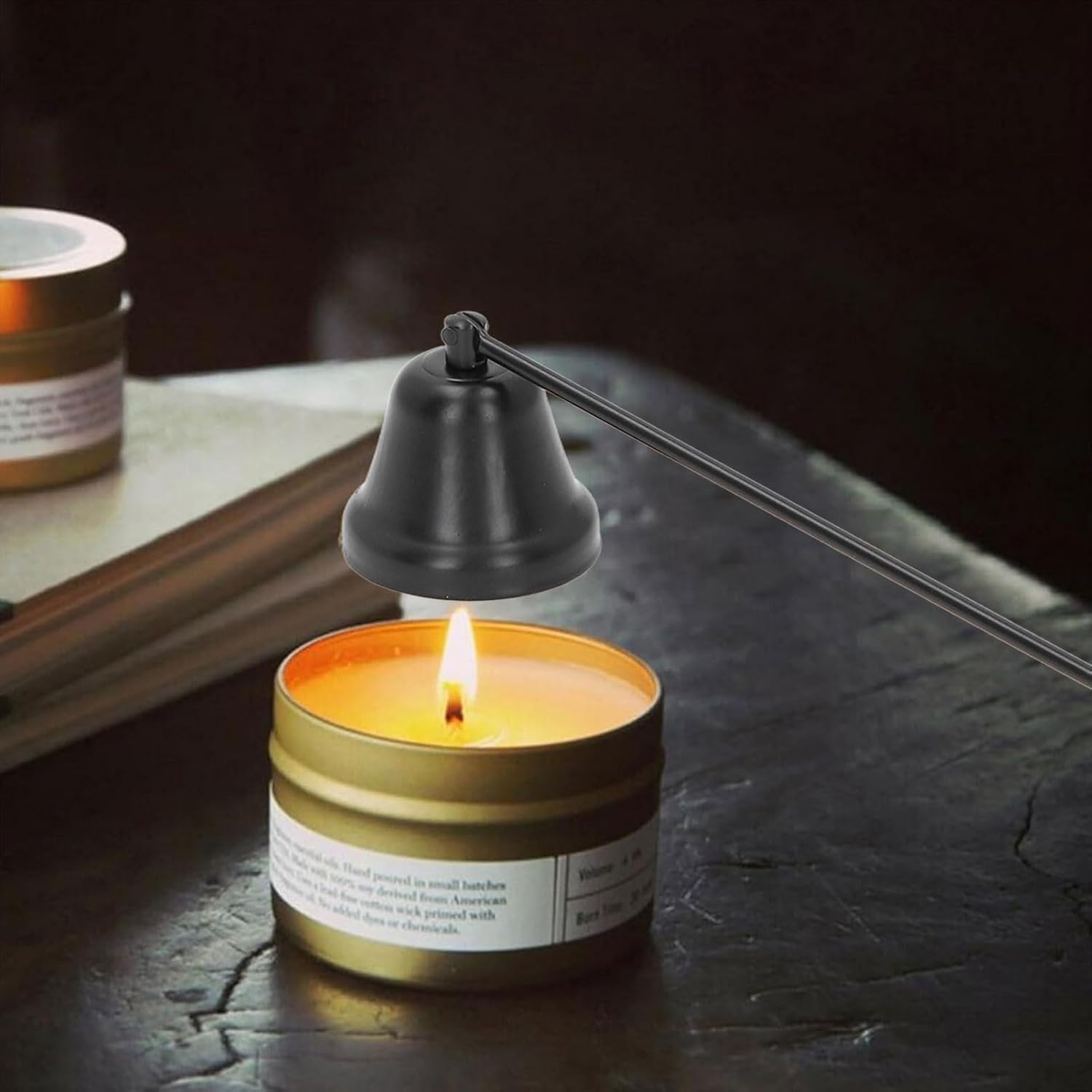 Zerodis Snuffer de velas, 2 piezas de extintor de velas con mango largo para velas, accesorio para velas, herramienta de extinción de mecha (negro)