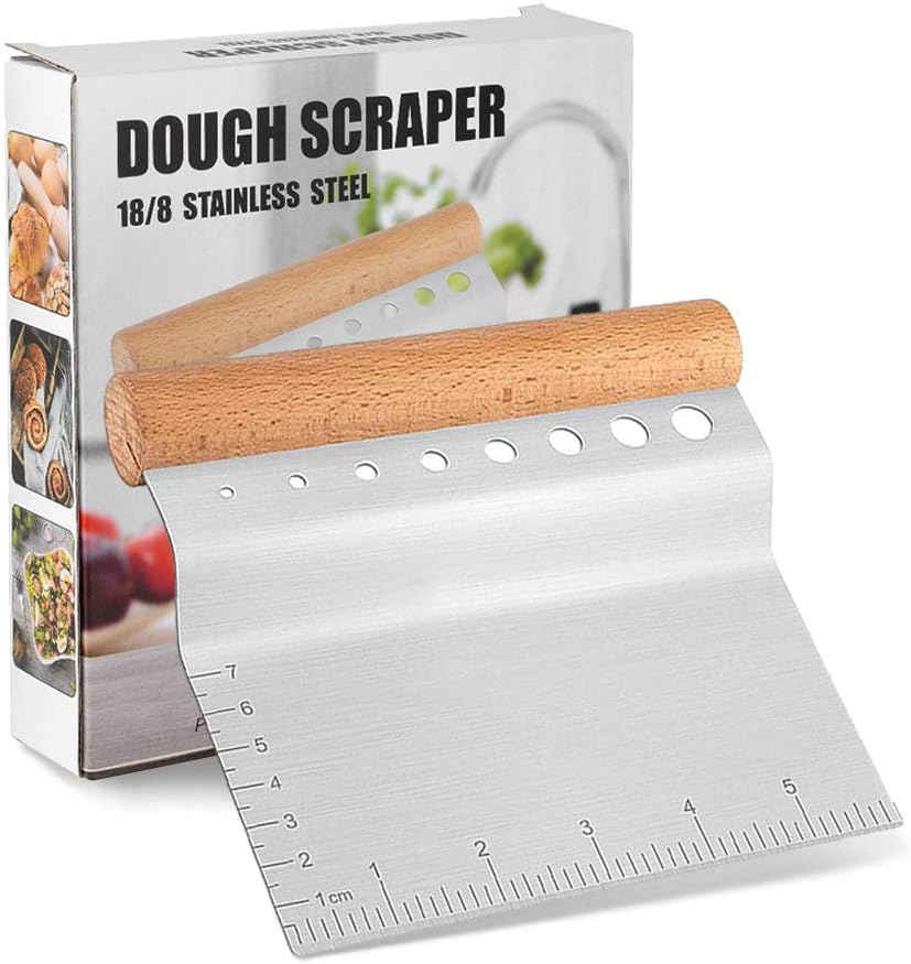 Raspador de masa de 8 agujeros, acero inoxidable con pelador de hierbas, herramienta de cocina multiusos, para pasteles, cortador de pizza,