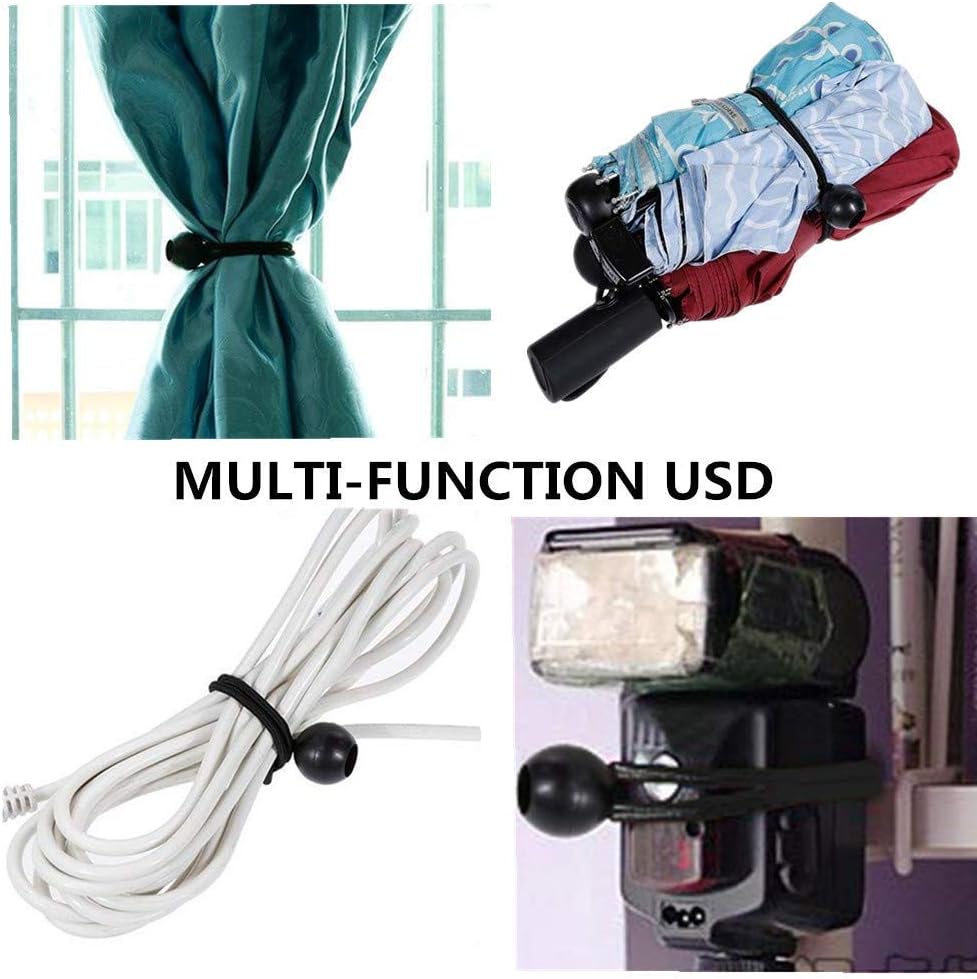 BeGrit Cuerdas elásticas de bola de 6 pulgadas para toldo, correas de amarre para tienda de campaña, color negro, 10 piezas