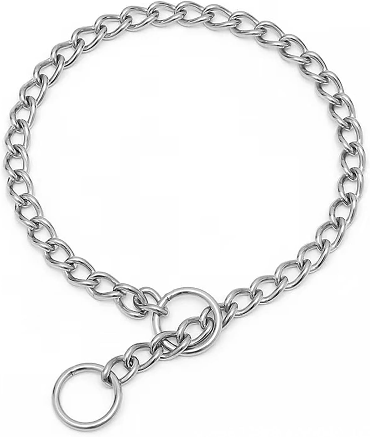 Paquete de 2 collares de cadena para entrenamiento de perros, collar martingala de acero inoxidable 304 (19 pulgadas, 0.098 in, plateado)