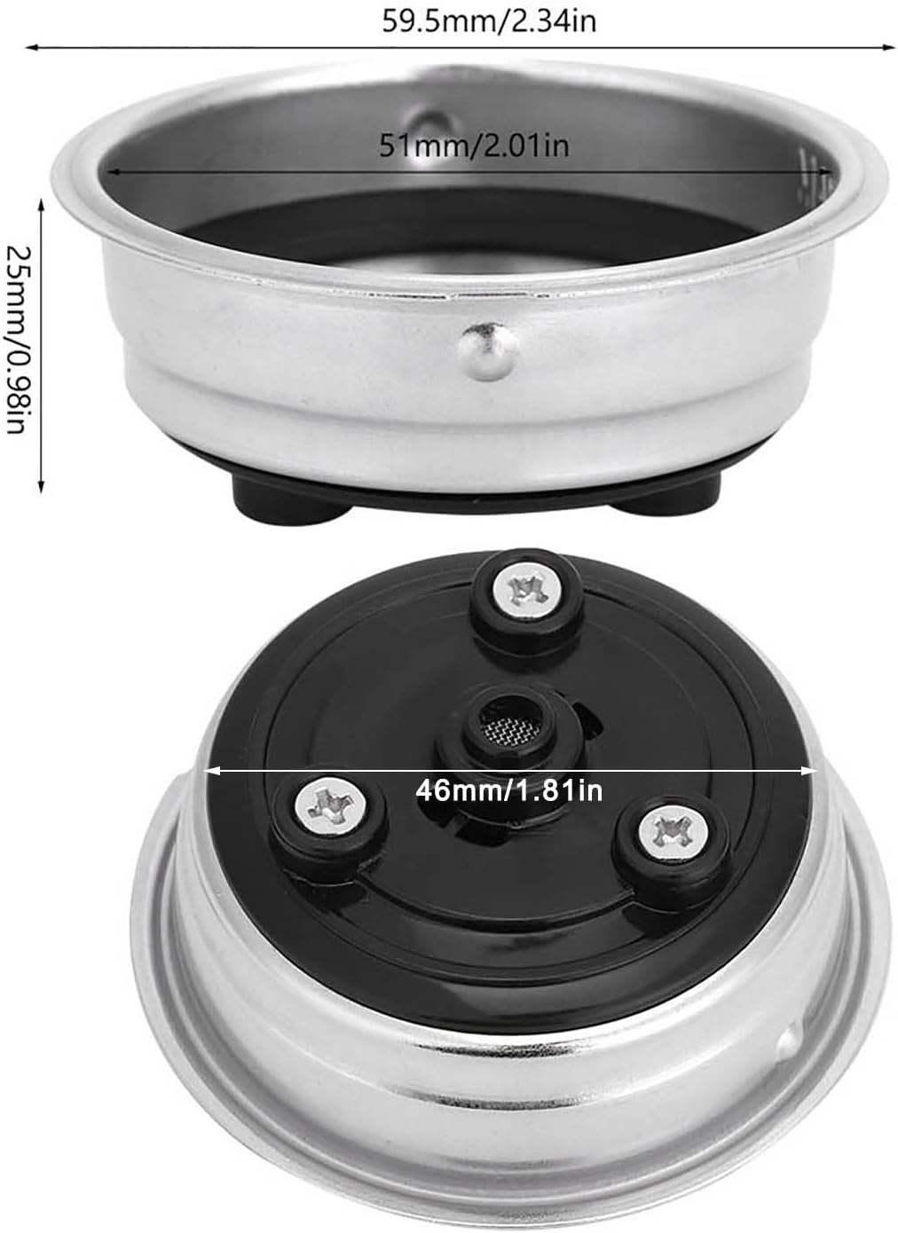 Colador de cesta de café, cesta de filtro de acero inoxidable, cesta portafiltro de repuesto para máquinas de oficina en casa, portafiltro (porción