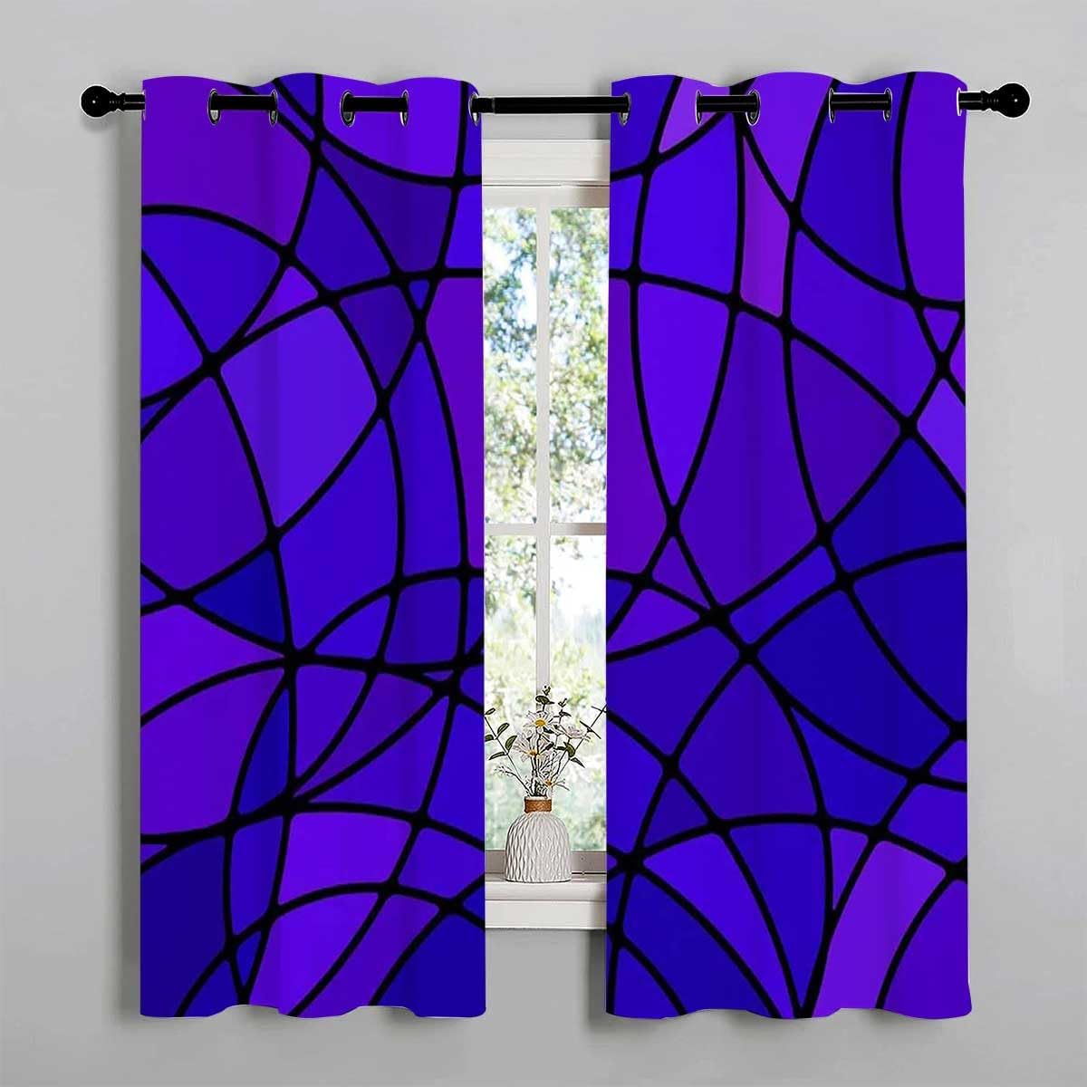 YANFENQI Cortina para Dividir Habitacion Purple Mosaic Decor Art Thermal Door Cover Tapestry Curtains 55Inch Width by 45Inch Length,2 Panels