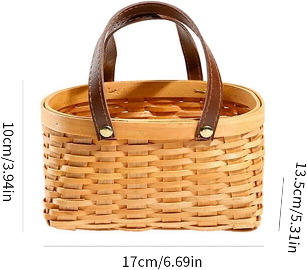 Pequeña cesta de almacenamiento decorativa de madera natural con asa, cesta de pastos marinos, cesta de almacenamiento tejida a mano, cesta de