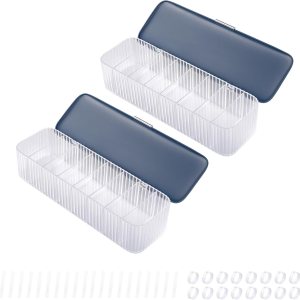Yesesion Paquete de 2 cajas organizadoras de cables de plástico con tapa y 20 lazos de alambre, estuche de almacenamiento transparente para cargador Yesesion Paquete de 2 cajas organizadoras de cables de plástico con tapa y 20 lazos de alambre, estuche de almacenamiento transparente para cargador