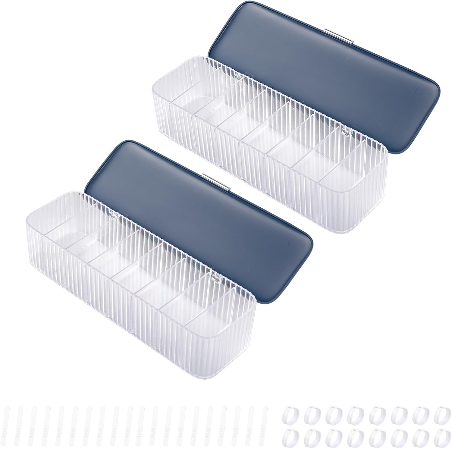 Yesesion Paquete de 2 cajas organizadoras de cables de plástico con tapa y 20 lazos de alambre, estuche de almacenamiento transparente para cargador