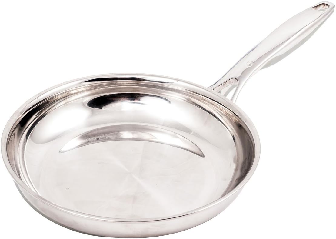 Swiss Diamond Sartén de acero inoxidable de 8 pulgadas con revestimiento de inducción, incluye tapa, apta para lavavajillas y horno