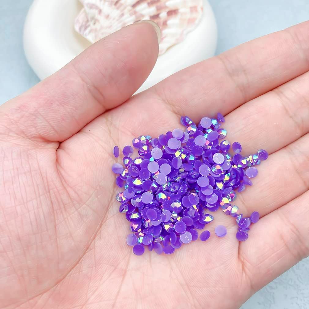 Mulutoo 3000 diamantes de imitación de resina de 0.197 in con parte trasera plana de color AB para botellas, vasos, maquillaje de cara, decoración
