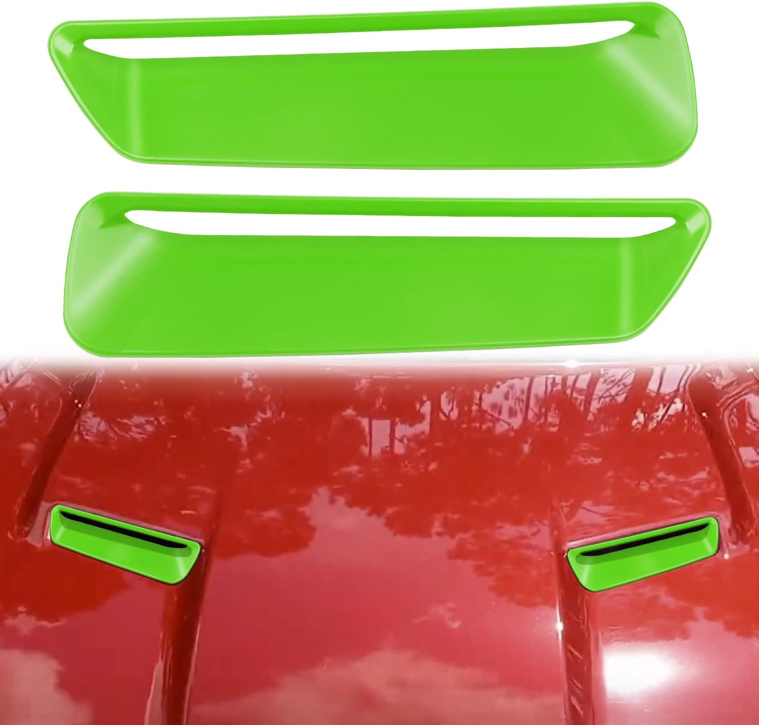 Mejiao Cubierta decorativa de ventilación de aire acondicionado para Dodge Challenger 2015-2020, color verde, 2 unidades