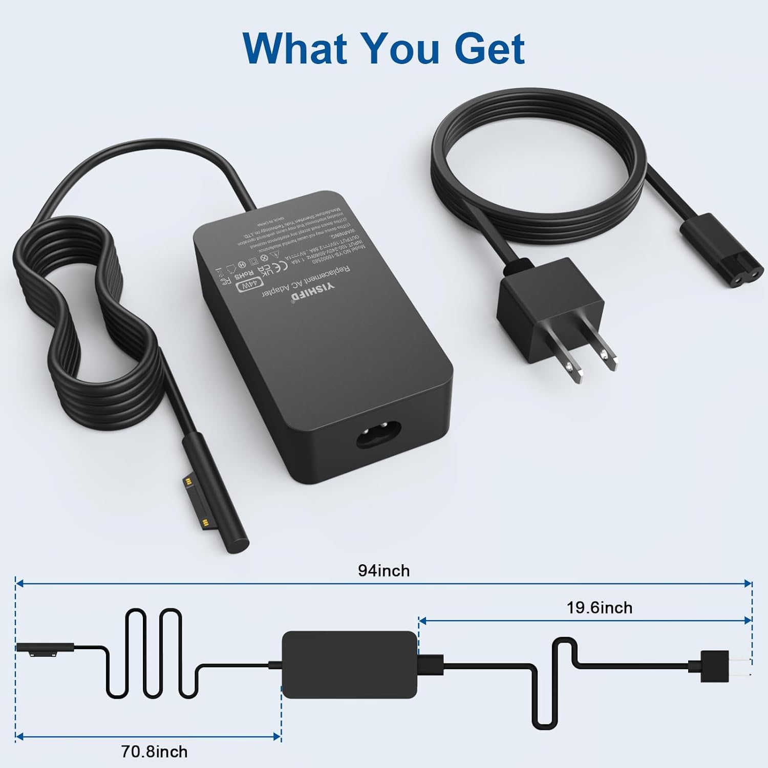 Cargador de superficie de 15 V 2.58 A, fuente de alimentación de 44 W, repuesto para Microsoft Surface Pro 34567, Surface Laptop 321, Surface GoBook