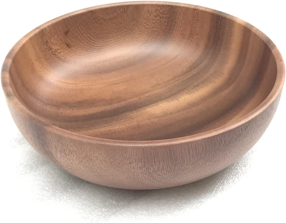 XD MEXL Juego de ensaladera de madera de madera de 9.45 pulgadas de madera de acacia grande para servir ensalada con tenedor y cuchara, juego de