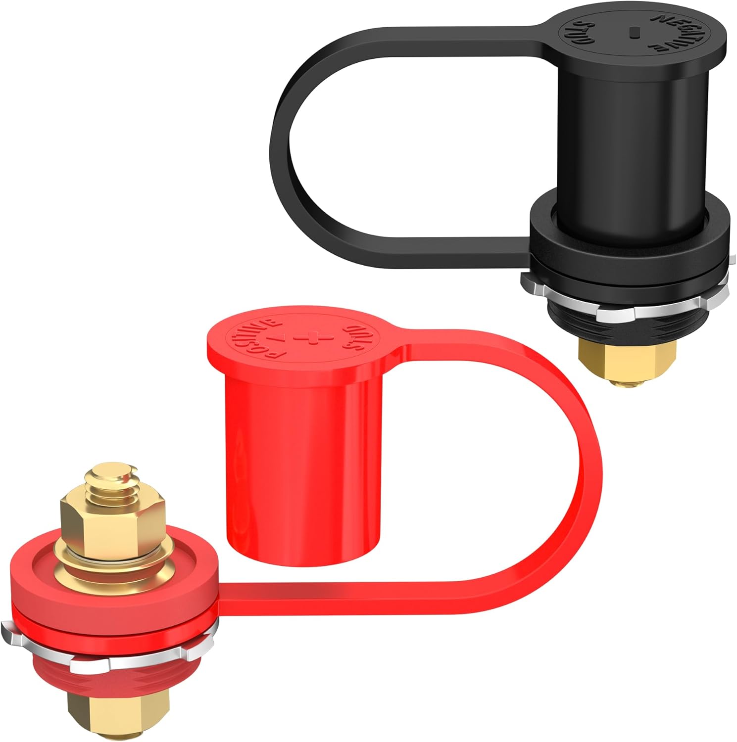 Joinfworld Conectores de mamparo de batería de panel pasante, 38 pulgadas, perno de 250 A, kit de poste de salto de carga de batería con cubierta