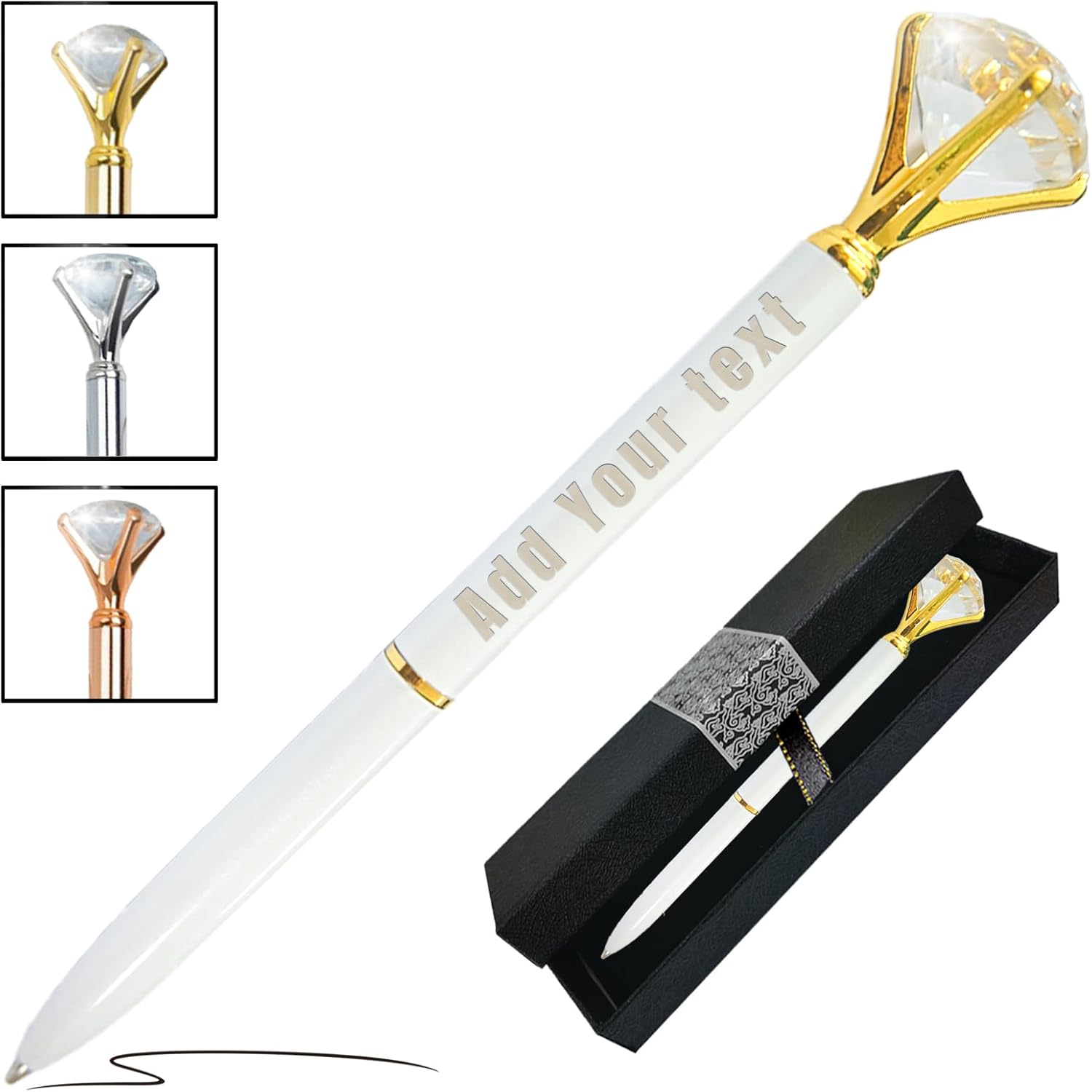 Coregiftr 1 a 500 bolígrafos de diamante personalizados con cristal, bolígrafo de lujo a granel personalizado con texto de nombre grabado, regalo