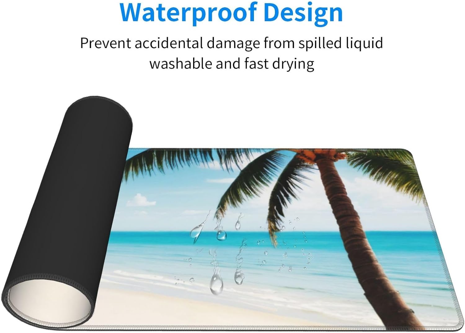 Alfombrilla de mouse grande para juegos, alfombrilla de escritorio, palmera de playa y océano, alfombrilla antideslizante extendida para teclado de