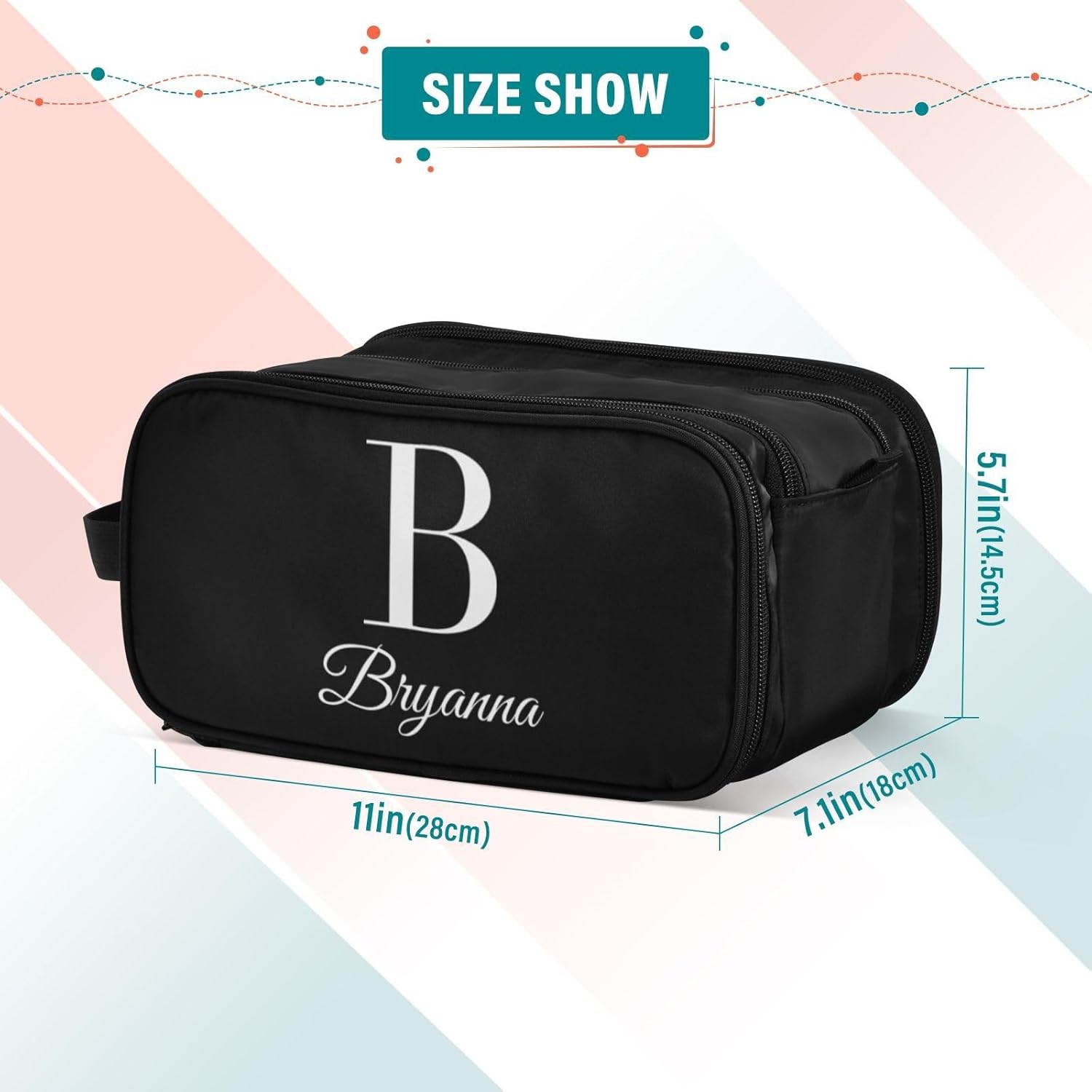Bolsa de maquillaje personalizada verde claro, bolsa de aseo de gran capacidad, bolsa de cosméticos para viajes, bolsa de cepillo de ducha para
