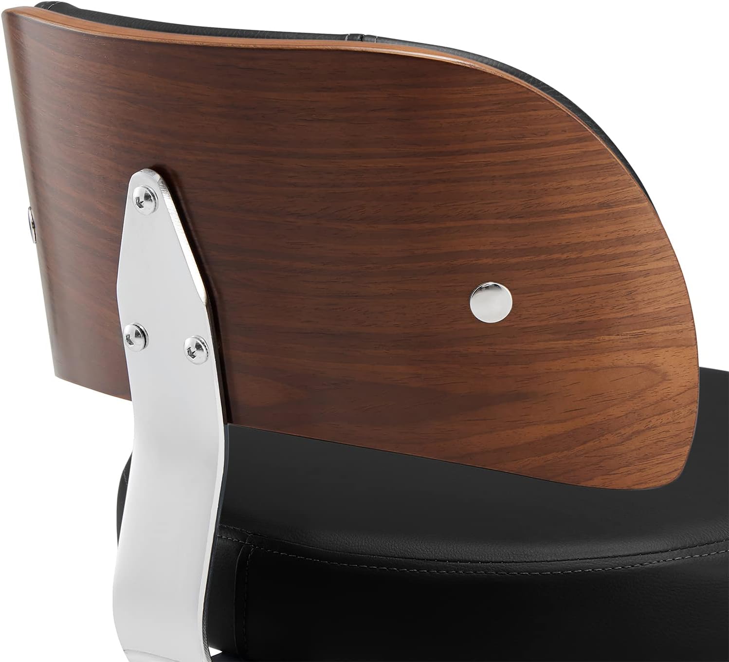 RêveLife Taburete de bar giratorio tapizado de piel sintética, taburete ajustable de altura de mostrador, silla de bar moderna de madera curvada con