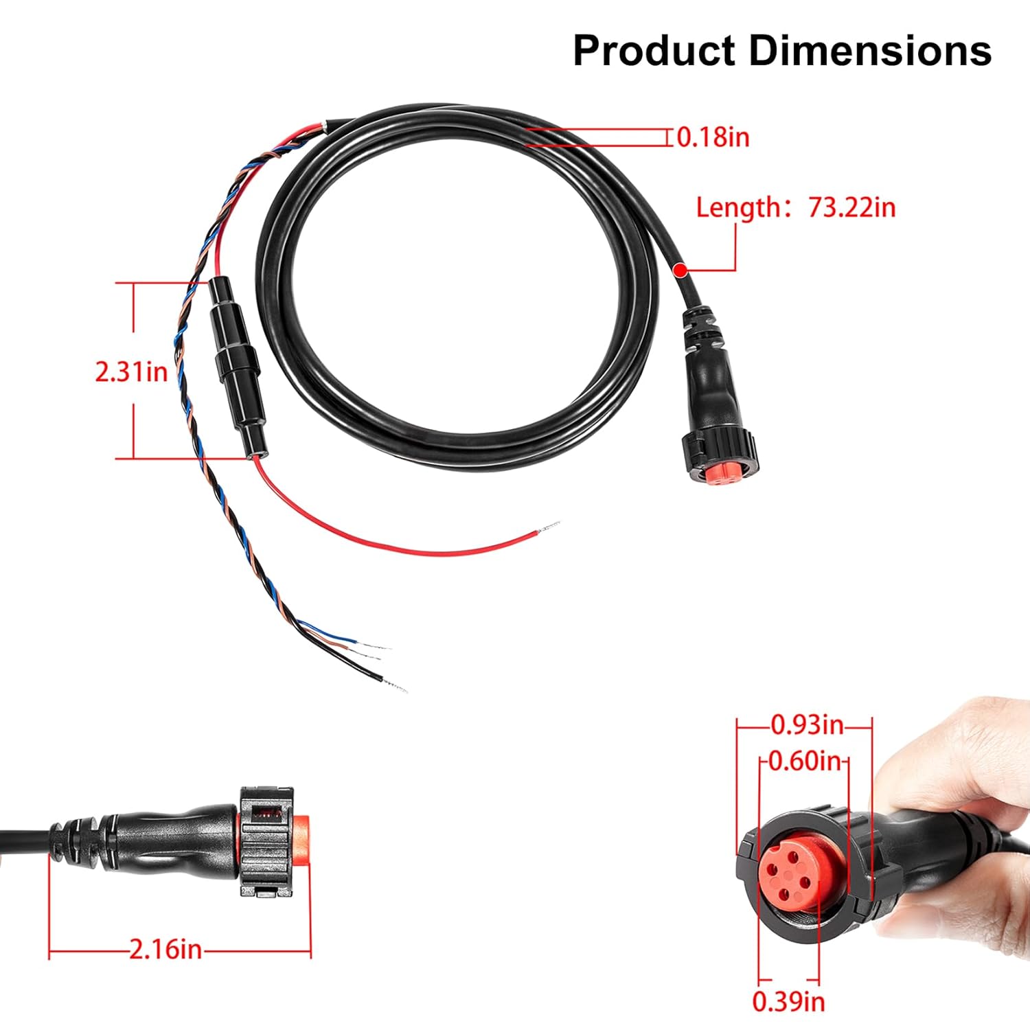 010-12445-00 Cable de alimentacióndatos roscado de 4 pines para Garmin echoMAP Chirp, ECHOMAP Plus UHD, GPSMAP, Panoptix
