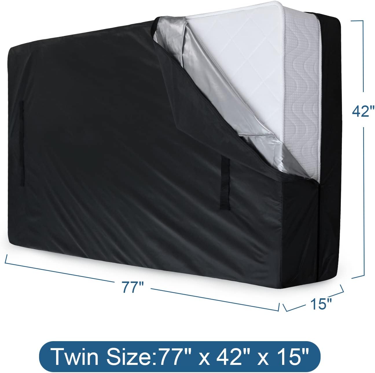 Bolsas de colchón para almacenamiento de mudanzas, 100% impermeable, con 8 asas, correas reutilizables y ajustables, tamaño individual, funda de