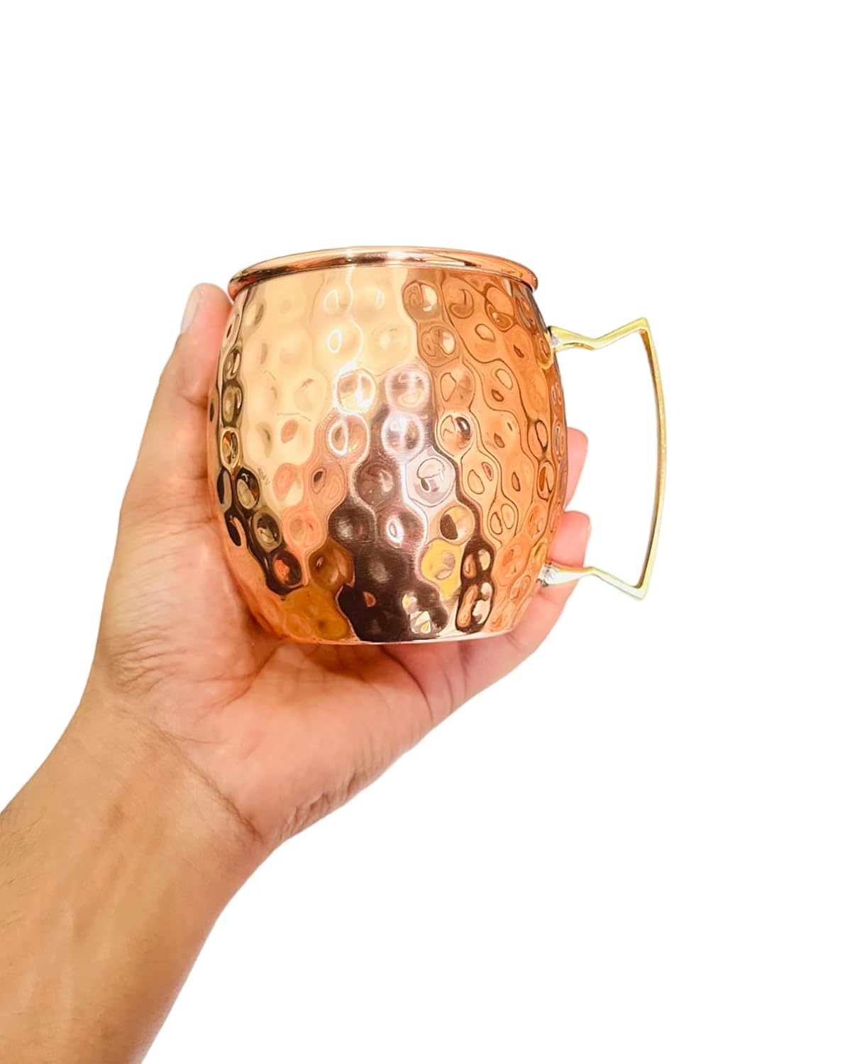 Moscow Mule Copper Mugs-Set of 2 Hammered Copper Cups,100% HANDCRAFTED Food Safe Pure Solid Copper Mugs – 16 oz Gift Set, Stainless Steel Lining,
