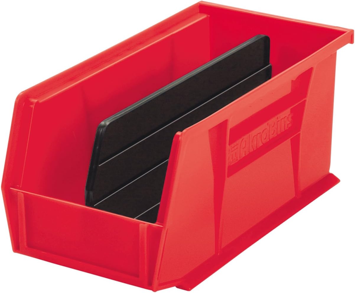 Akro-Mils 40239 – Divisor de plástico longitudinal para contenedores de almacenamiento AkroBin 30239, negro, (paquete de 6)