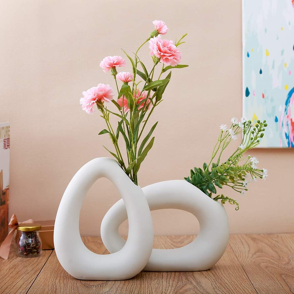 Anding – Jarrón de cerámica blanco, diseño mate, ideal para regalar flores a tus amigos y familia para boda, mesa jarrón, perfecto para decoración