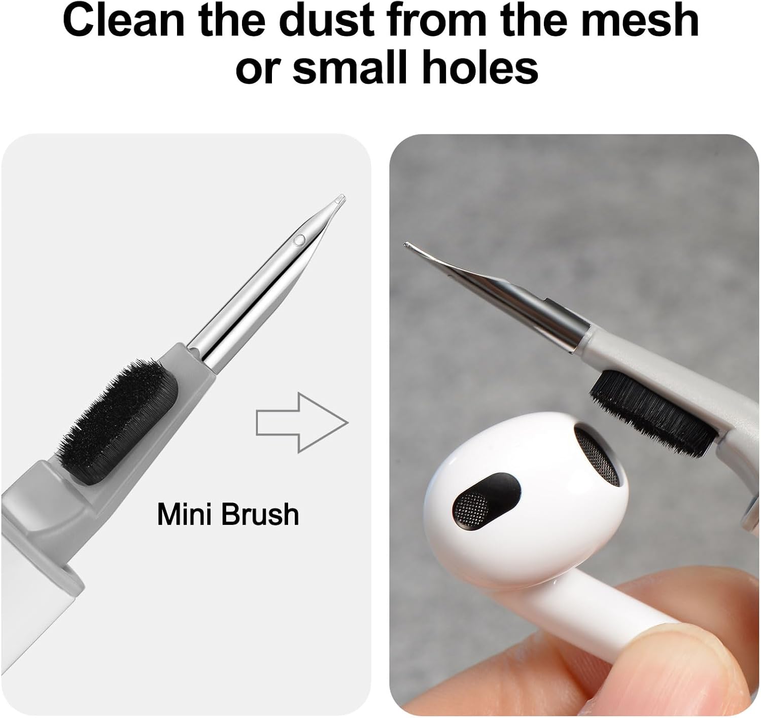 Kit de limpieza para AirPods Pro 1 2 3  Kit limpiador de AirPod con un mini cepillo suave, esponja flocada y punta de metal para bolígrafo, kit de