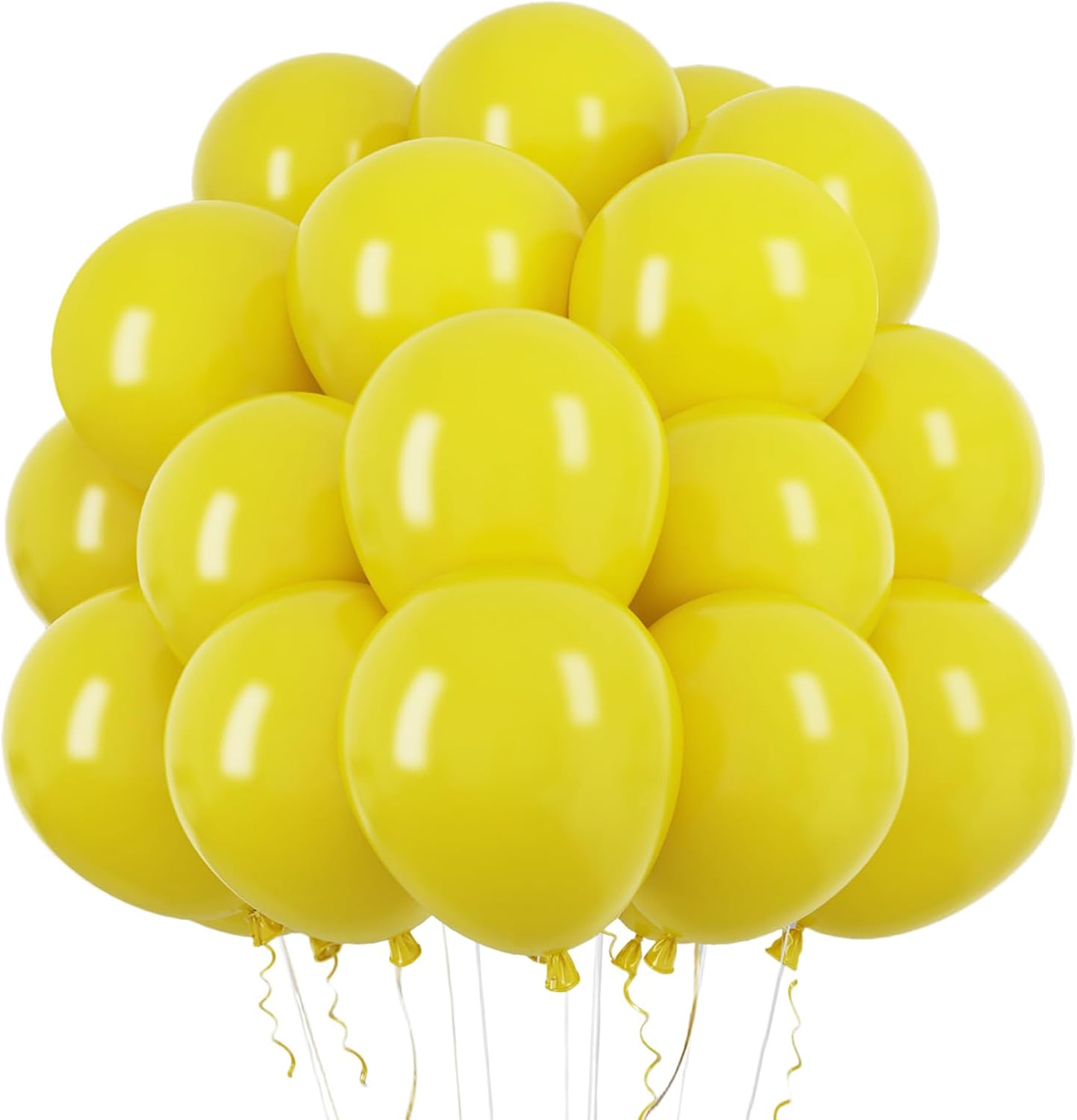 RUBFAC Globos amarillos, 50 globos amarillos de 12 pulgadas y cinta, globos de látex gruesos para cumpleaños, boda, baby shower, graduación,