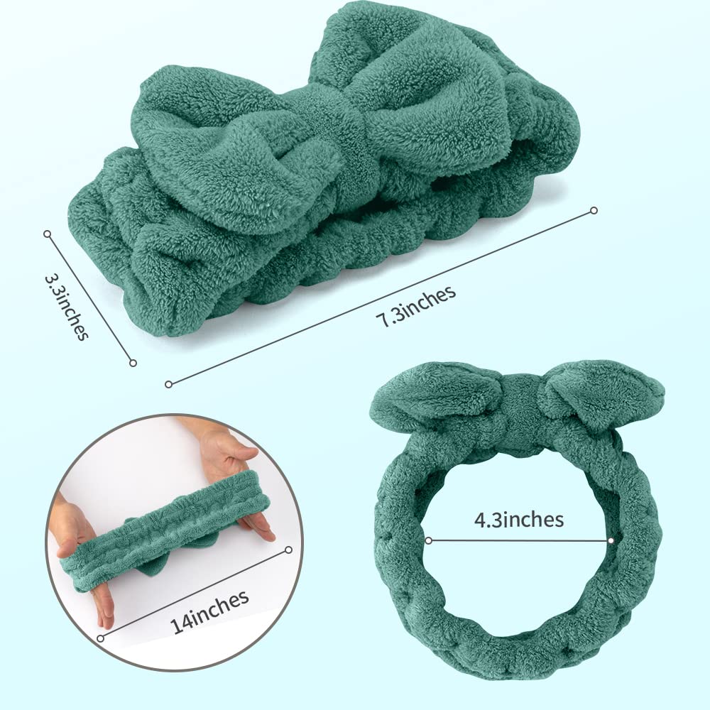 Diadema de spa  Paquete de 3 bandas para el cabello con lazo para mujer, diademas de maquillaje facial suave de vellón coral elástico para la