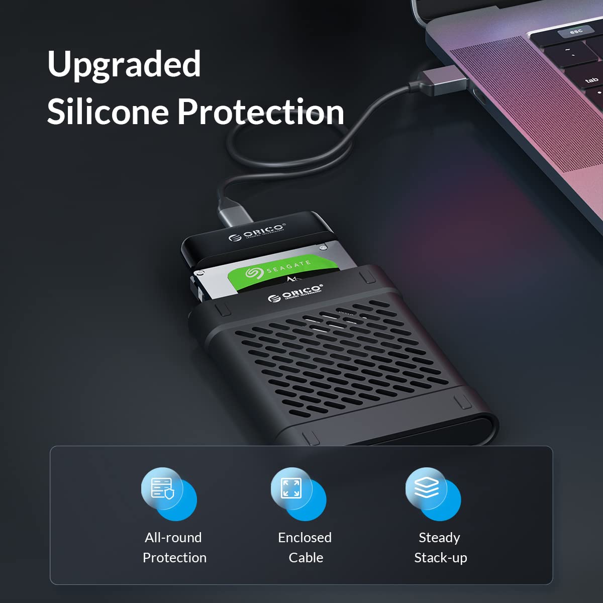ORICO Adaptador SATA a USB, USB 3.0 externo a SATA III convertidor de lector de disco duro USB 3.0 a SATA III de 2.5 pulgadas HDDSSD con funda de