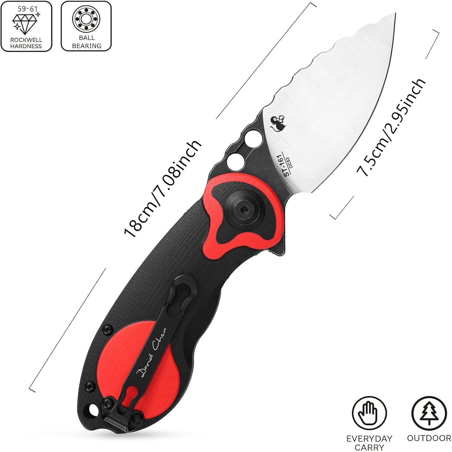 Sitivien ST161 – Cuchillo de bolsillo plegable, hoja de acero DC53 con mango G10, cuchillo de herramienta EDC de la serie del zodiaco chino para