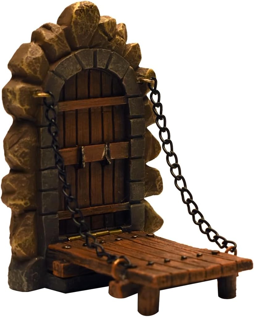 Treasure Gurus – Puente de madera en miniatura para jardín de hadas, mini puente de piedra para decoración de casa de muñecas, accesorios de