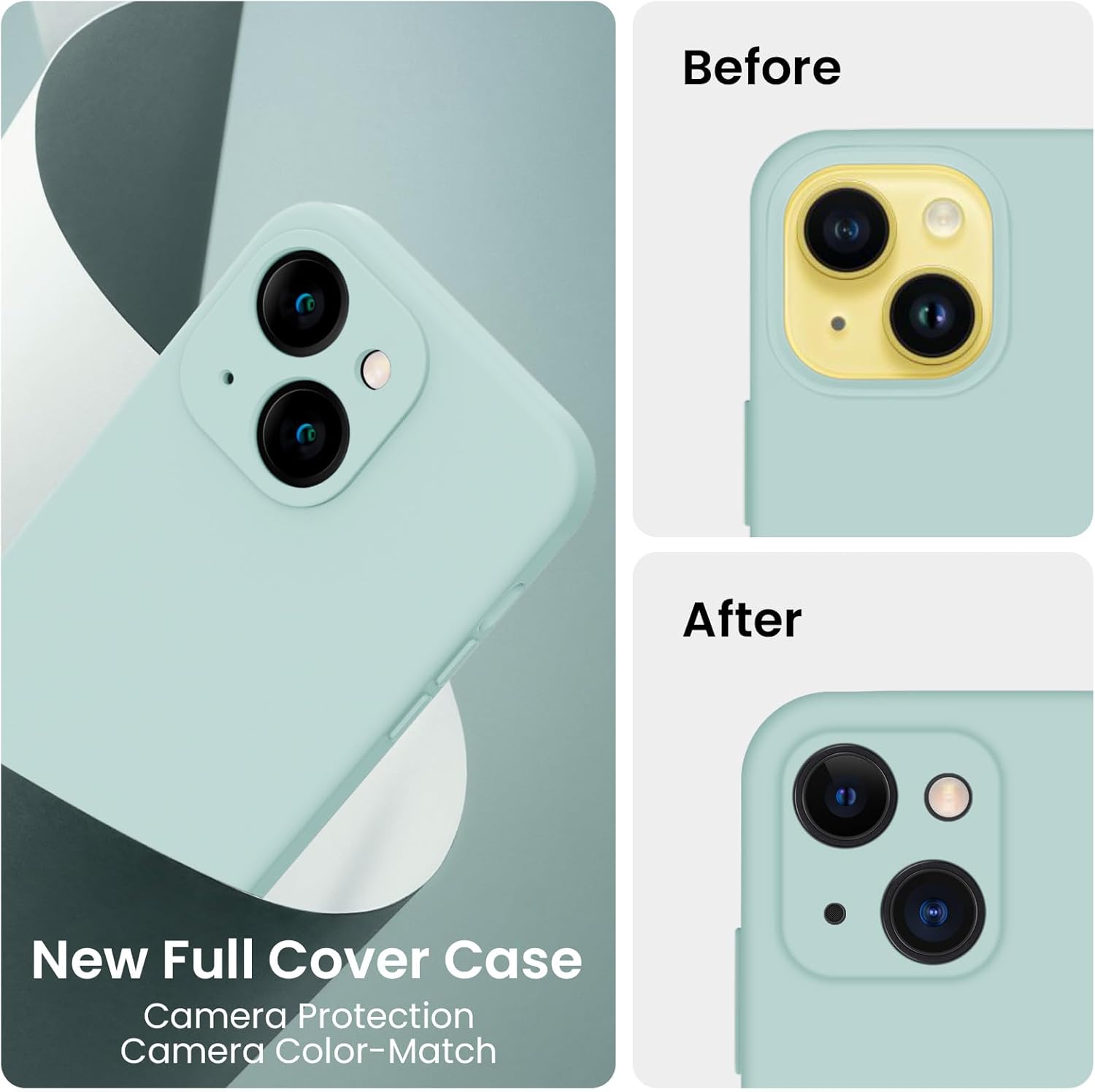 FireNova Funda para iPhone 14, funda de silicona mejorada protección de cámara con 2 protectores de pantalla, forro interior de microfibra suave