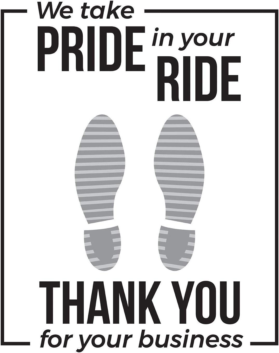 CastleDoor Alfombrillas para automóvil, revestimiento de plástico, desechables, de papel resistente con la frase “We Take Pride in Your Ride” (caja