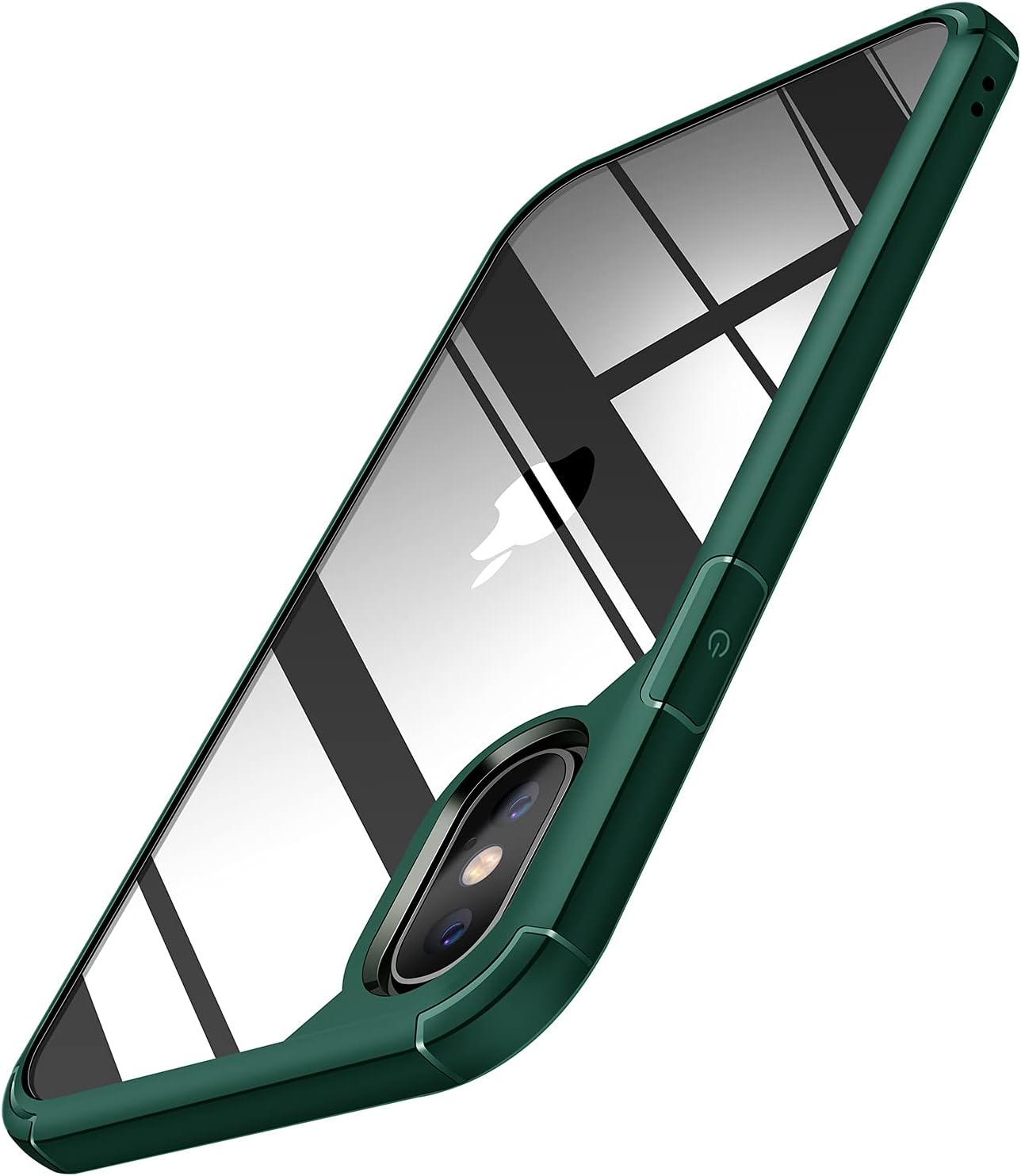TENDLIN Compatible con iPhone Xs CaseiPhone X Funda protectora transparente de parte trasera dura suave (verde)