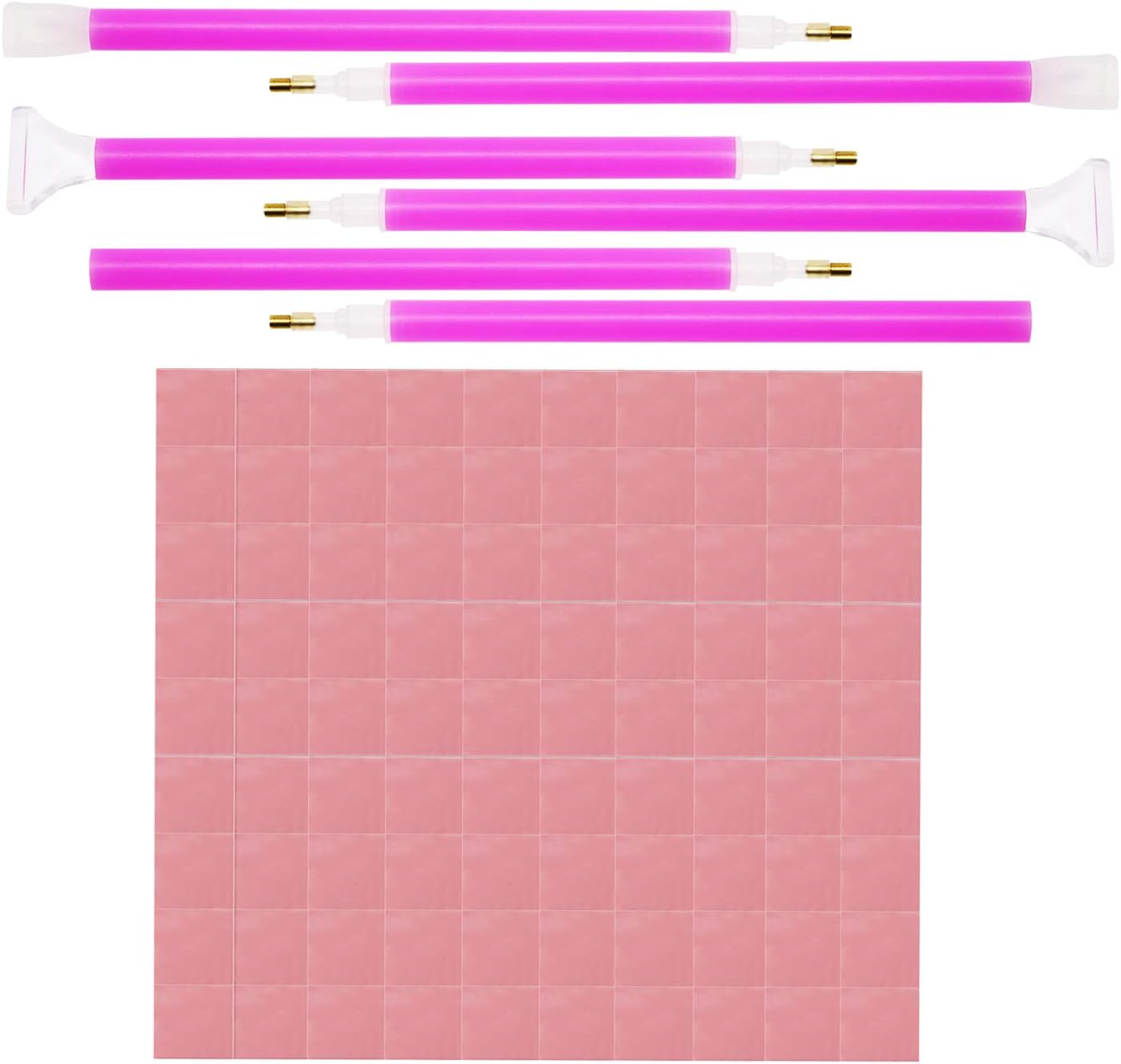 Tupalizy 100 piezas de pegamento de pintura de diamante 5D con 6 bolígrafos de pintura de diamantes de 3 tamaños, juego de herramientas de punto de