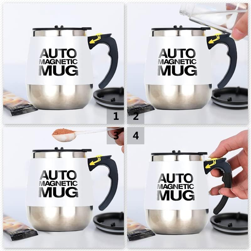 Taza de agitación automática recargable  Taza magnética de acero inoxidable de mezcla automática para bebidas instantáneas