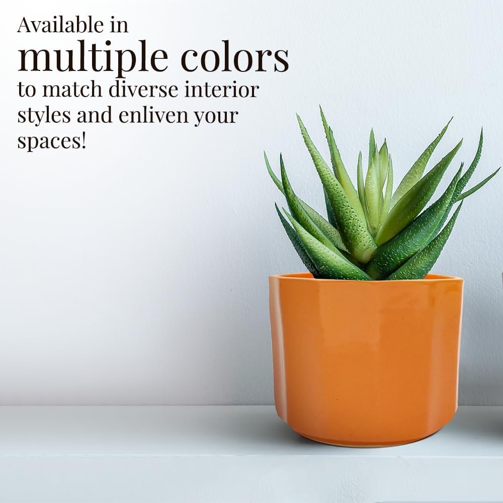 Perilla Home Maceta individual de cerámica hecha a mano para interiores y exteriores con orificio de drenaje para decoración del hogar y la oficina,