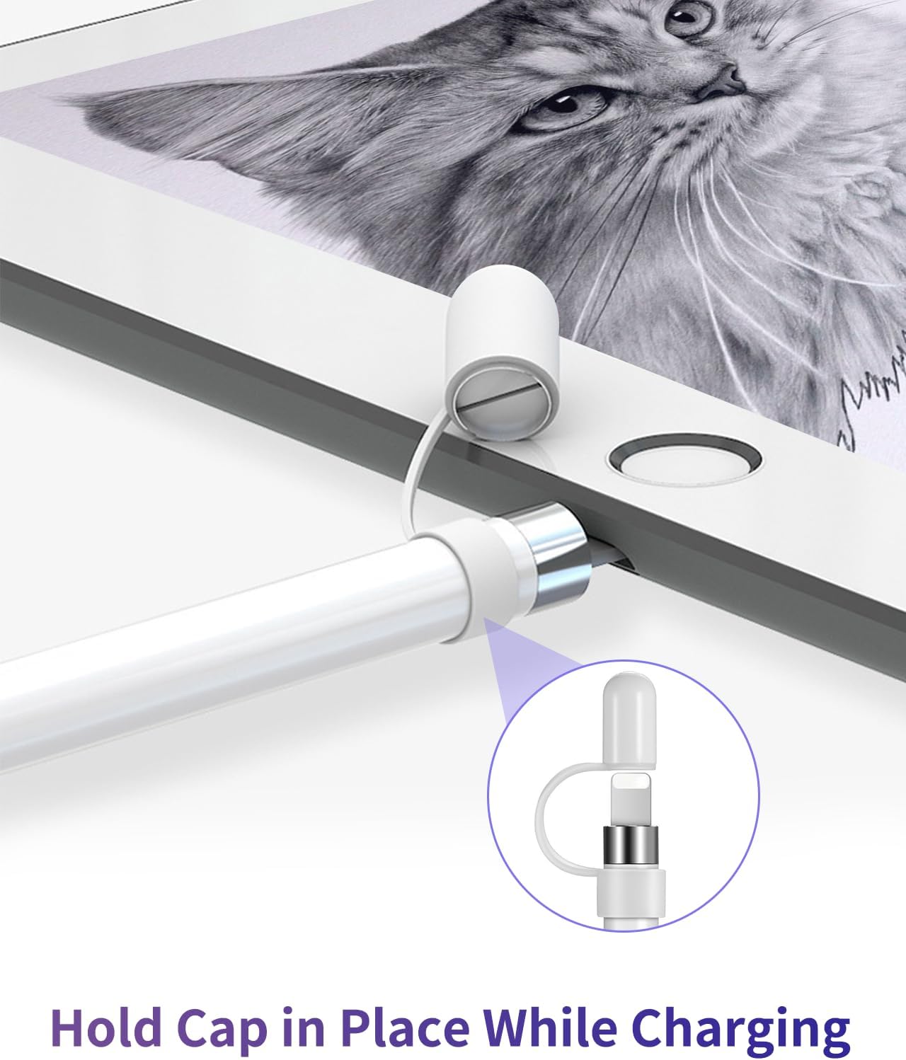 Tapa magnética, adaptador de carga, punta de repuesto y soporte para tapa, compatible con Apple Pencil 1 generación