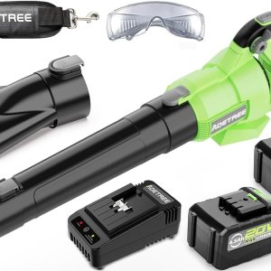 Soplador de hojas eléctrico ligero inalámbrico – Soplador sin escobillas de 500 CFM con 2 baterías y cargador – Soplador alimentado por batería de Soplador de hojas eléctrico ligero inalámbrico – Soplador sin escobillas de 500 CFM con 2 baterías y cargador – Soplador alimentado por batería de