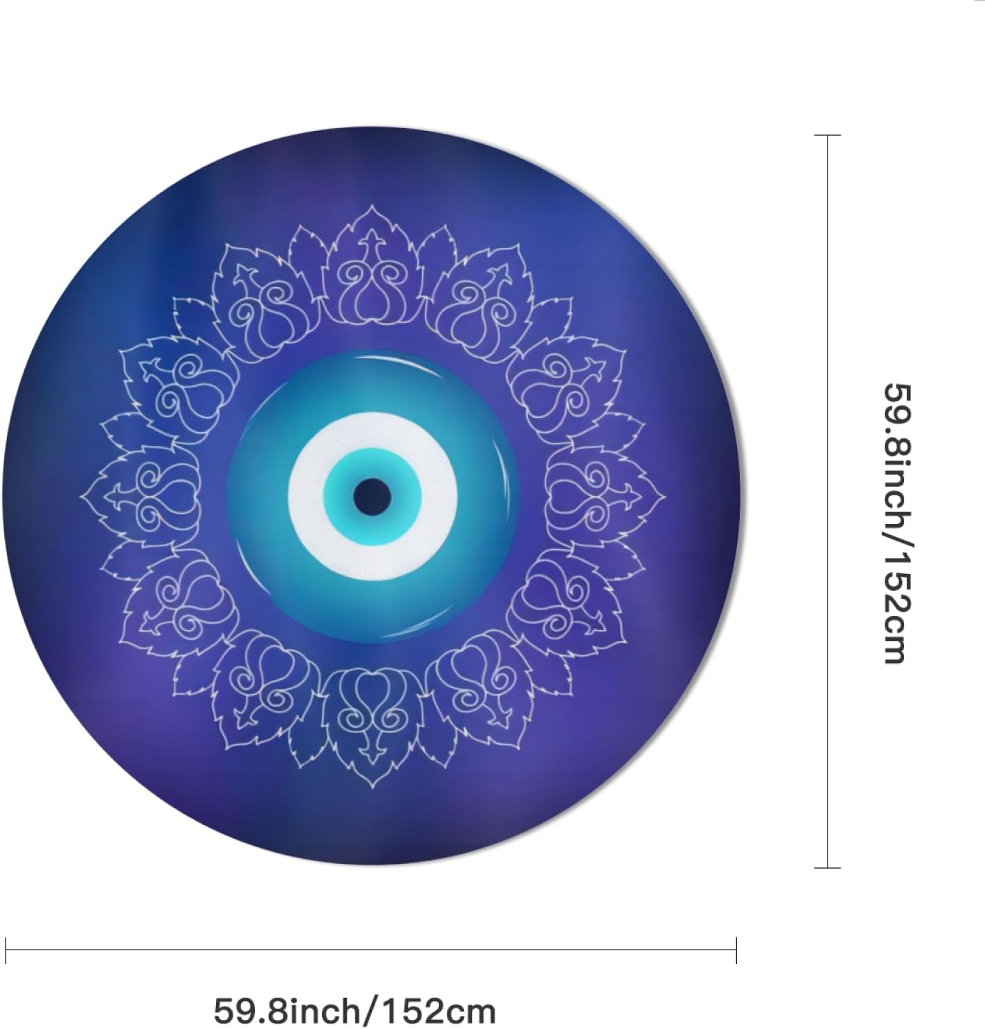 Manteles redondos griegos turcos atiasma mal de ojo mandala para cocina, mesa de comedor, fiestas, bodas, picnic (59.8 pulgadas)