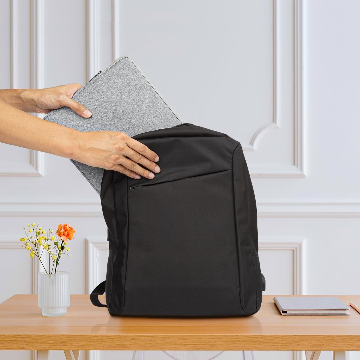 Funda para laptop de 11 pulgadas para MacBook Air de 11 a 11.6 pulgadas, funda acolchada de poliéster impermeable delgada con bolsillo pequeño, gris
