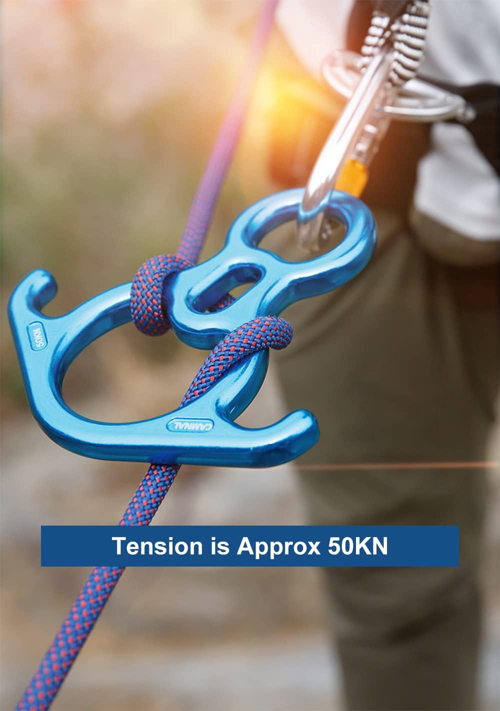 50KN Rescue Figure 8 Descender – Dispositivo de sujeción de oreja doblada grande de aleación de aluminio