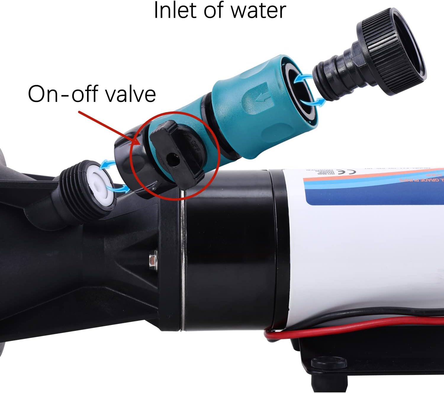 Bomba maceradora portátil RV de 12 V, AUHO 12 GPM, bomba de residuos RV con puerto de descarga de manguera de jardín, bomba de aguas residuales,