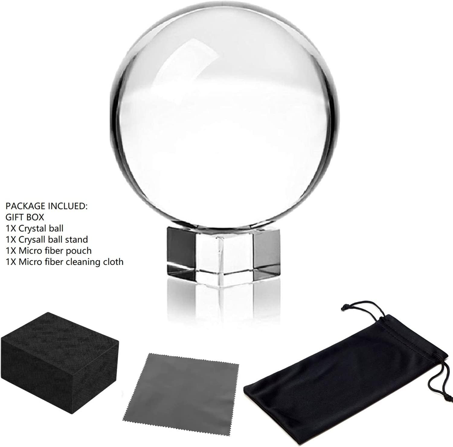 Bola de cristal K9, bola de cristal para fotografía con soporte y bolsa, bola de atrapasoles de cristal K9 con bolsa de microfibra, accesorio